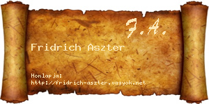 Fridrich Aszter névjegykártya